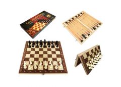 шахи дерев`яні 3в1 (шахи/шашки/нарди) в кор. 24,5х13х3см.  W2801M  (18/36)