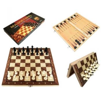 шахи дерев`яні 3в1 (шахи/шашки/нарди) в кор. 24,5х13х3см.  W2801M  (18/36)