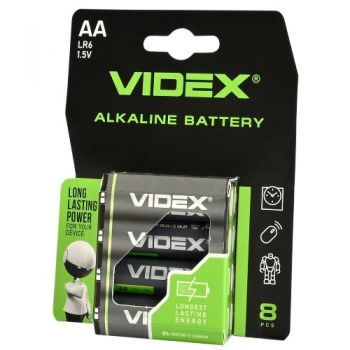 батарейка Videx Alkaline LR 6  1x8 бліст.  (64/768)
