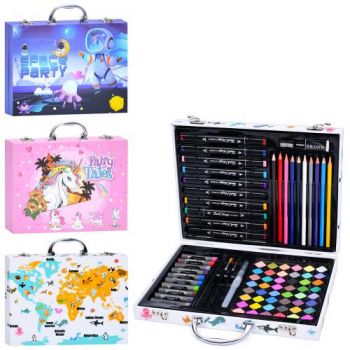 набір д/творч. олівці, флом., фарби, воскова крейда, пензлики  у валізі 30х23х5см.  МК 5386-2  (10)