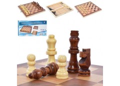 шахи дерев`яні 3в1 (шахи, шашки, нарди), поле 34х34см., в кор.  W6628  (12)