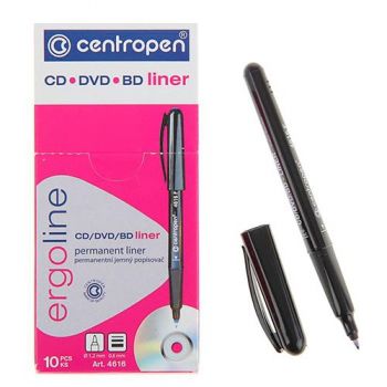 маркер Centropen 4616 для CD/DVD чорний  0,6мм. трикутний корпус  (10/200)