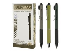 ручка Buromax Military кульк. масл. автом. з гум. грипом синя 0,7мм.  ВМ.8369  (...