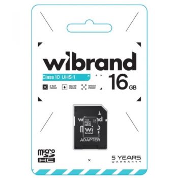карта пам`яті Wibrand micro SDHC  16Gb Class10 + адаптер