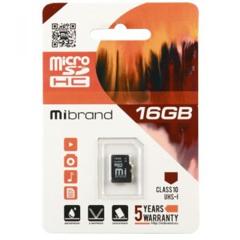 карта пам`яті Mibrand micro SDHC 16Gb Class10