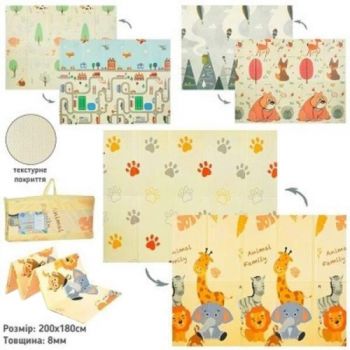 килимок-мат XPE 180х200х0,8см., двосторонній, текстурний, в сумці 99х40х6см.  MR 1567-1  (12)