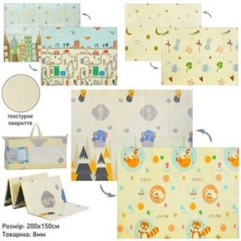 килимок-мат XPE 150х200х0,8см., двосторонній, текстурний, в сумці 77х40х8см.  MR 1568-3  (12)