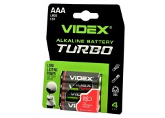 батарейка Videx Turbo Alkaline LR 03  1x4 бліст.  (4/40/720)