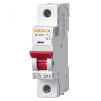 автоматичний вимикач Videx Resist 1P, 25A, 4,5kA  VF-RS4-AV1C25