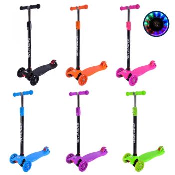 самокат Maxi чотириколісний, колеса PU, світло, в кул.  SC25221  (10)