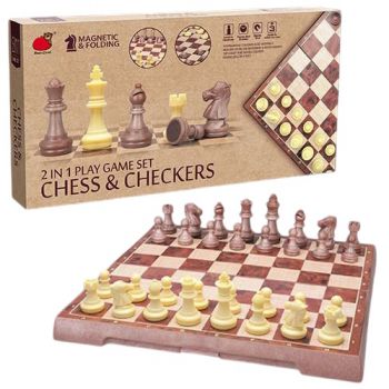 шахи магнітні 2в1 (шахи/шашки) в кор. 24,3х3,9х12,2см.  2258  (48)