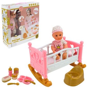 іграшковий набір лялька, ліжечко, аксесуари, в кор.  2533  (6/12)
