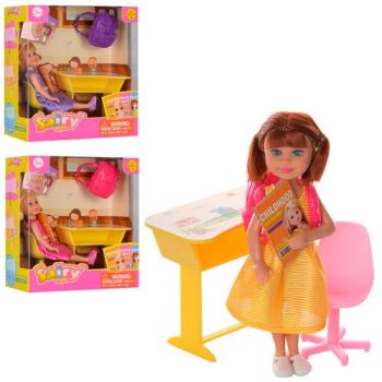 лялька DEFA 13см., парта, рюкзак, стільчик, в кор. 16х16,5х6см.  8298  (24)