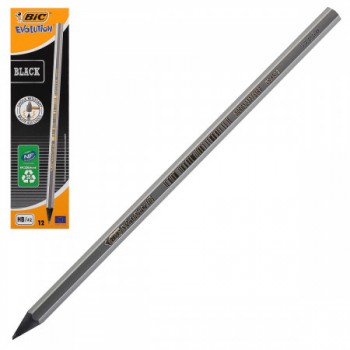 олівець чорнографітний BIC Evolution Black без гумки НВ  896017  (12)