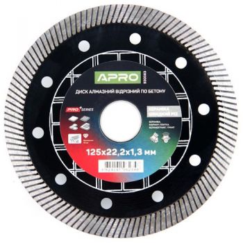 диск алмазний по бетону Apro 125х1,3х22,23мм., кераміка швидкий різ  830083