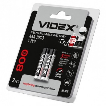 акумулятор Videx HR03  Ni-Mh  800mAh 1x2 бліст.  (20)