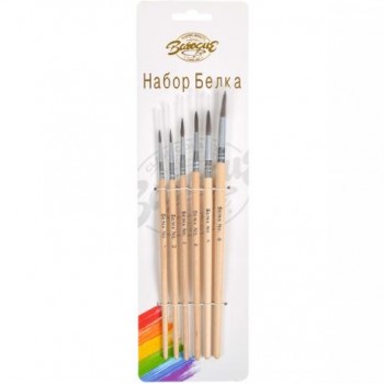 набір пензликів білка 6шт. кругл. (розм. 1, 2, 3, 4, 5, 6)  NB-760/24-5  (12/600)