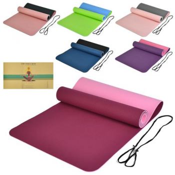 йогамат ТРЕ, 183х61см., товщина 6мм., двокольоровий, в кул. 61х12,5х12,5см.  MS 0613-30  (12)