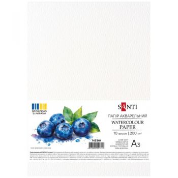 папір для акварелі Santi А3/10арк., 200гр./м2, в кул.  743301  (1)