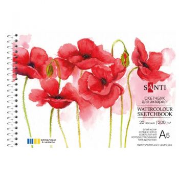 скетчбук Santi для акварелі А5см., 20арк., 200гр./м2, на спіралі  743295  (1)