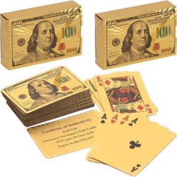 карти гральні Dollar з голографічним золотим покриттям 54шт.  14-100  (10/200)