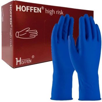рукавиці медичні латексні Hoffen High Risk  M сині  (25/250)