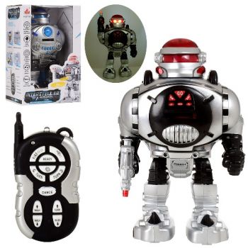 робот д/к 30см., зв.,св., стріляє дисками, ходить, їздить, на бат. в кор. 21,5х33х16см.  27109  (18)