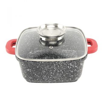 каструля A-Plus квадратна 20х20см. 3,2л., мармурове покриття, скляна кришка  1472  (12)