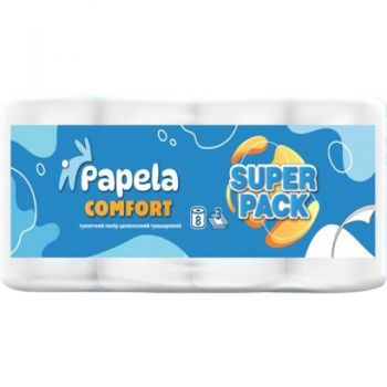 папір туалетний Papela Comfort тришаровий, набір  8 рулонів