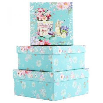 набір подарункових коробок Buromax 3шт., розмір найбільшої 20х20х9,5см., гліттер  ВМ.233317