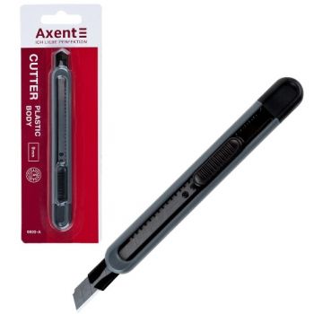 ніж канц. Axent  9мм., пласт. корпус, мет. напр., авто-фіксатор  6605-А  (24/288)