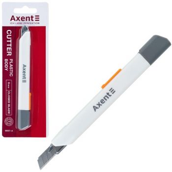 ніж канц. Axent  9мм., пласт. корпус, мет. напр., закрите лезо  6607-А  (24/288)