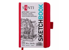 скетчбук Santi для графіки 10х15см., 100арк., тверда обкл. PU, 110гр./м2  743181...