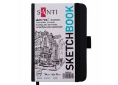 скетчбук Santi для графіки 10х15см., 100арк., тверда обкл. PU, 110гр./м2  743179...