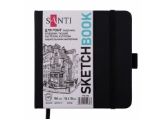 скетчбук Santi для графіки 15х15см., 80арк., тверда обкл. PU, 110гр./м2  743190 ...
