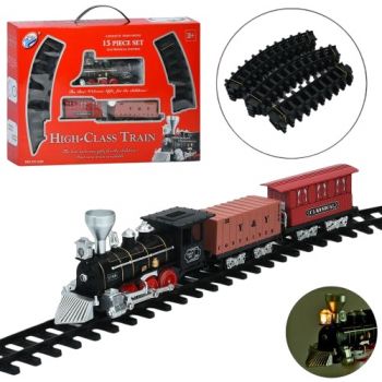 залізниця 87см., локомотив, 3 вагони, муз., світло, на батар. в кор. 50х36х8,5см.  YY-129  (18)