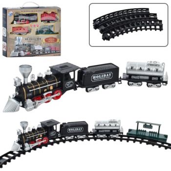 залізниця 88см., локомотив, 2 вагони, станція, звук, світло, на бат. в кор. 38х34х8см.  YY-522  (12)