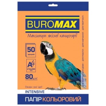 папір оф. кольор. Buromax  А4/80гр./50арк. Intensiv помаранчевий  ВМ.2721350-11  (60)