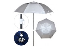 парасолька пляжна d-2,0м. антивітер, срібло, з триножкою, кілочками та мотузкою ...