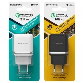 зарядний пристрій Borofone High speed на 1 USB QC3.0  BA36A
