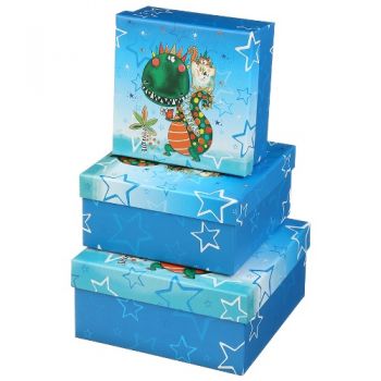 набір подарункових коробок Buromax 3шт., розмір найбільшої 20х20х9,5см., гліттер  ВМ.233322