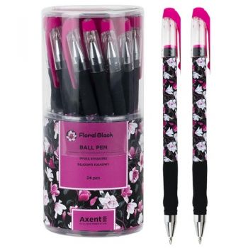 ручка Axent Floral Black кульк. синя 0,5мм.  АВ1049-44-А  (24/288/1728)
