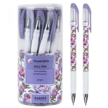 ручка Axent Floral White кульк. синя 0,5мм.  АВ1049-43-А  (24/288/1728)