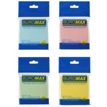блок з клейким шаром Buromax 76х 76мм. 100арк. асорті  ВМ.2312-99  (12/216)