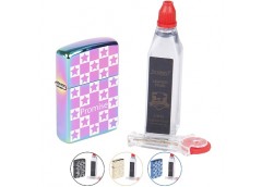 набір запальничка бензинова + бензин + кремінь Platinum  F19959