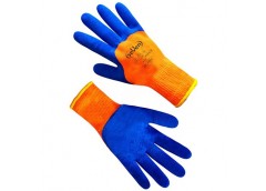 рукавиці Seven утеплені синтетичні помаранчеві з синім спіненим латексним покрит...