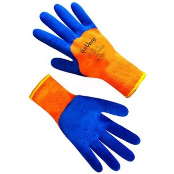 рукавиці Seven утеплені синтетичні помаранчеві з синім спіненим латексним покриттям  69346
