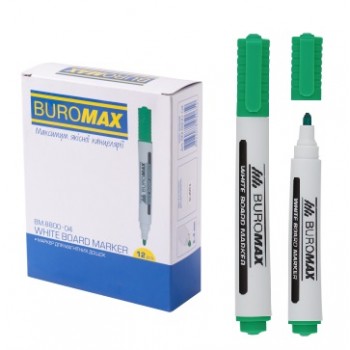маркер Buromax для магнітних дошок зелений  ВМ.8800-04  (12/144)