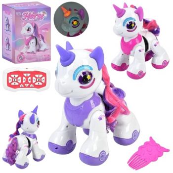 єдиноріг р/к 25см. акум., муз., звук, св., рух, USB-зар., танцює, в кор. 18х26х14см.  HBD8008  (12)