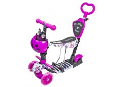 самокат дитячий 5 в 1 із сидінням з принтом маки
